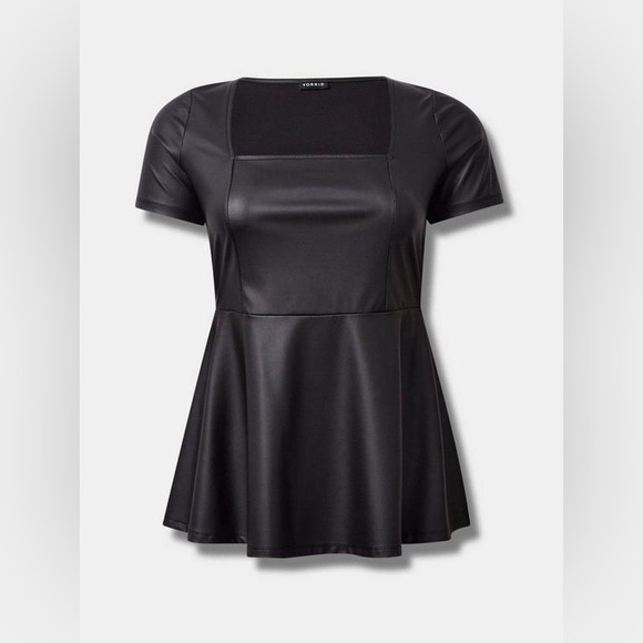 Torrid Black Faux Leather Peplum Top - Picture 4 of 9